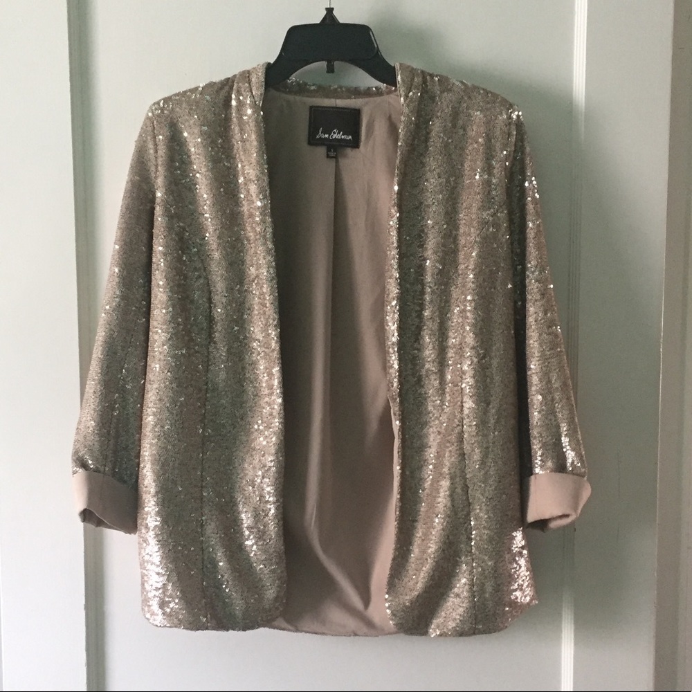 San Edelman Rose Gold Sequin Blazer